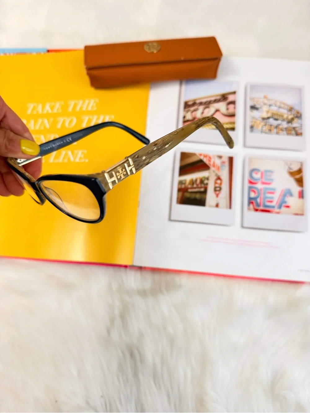 Tory Burch Cat-Eye Glasses in Brown with Cream Temples